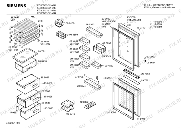 Взрыв-схема холодильника Siemens KG30S01 - Схема узла 02