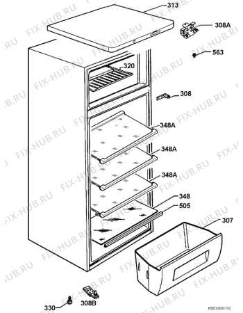 Взрыв-схема холодильника Zoppas PRT27102WA - Схема узла Housing 001