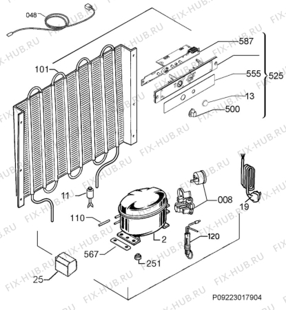Взрыв-схема холодильника Electrolux CI1001 - Схема узла Cooling system 017