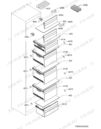 Взрыв-схема холодильника Ikea KYLANDE 40408356 - Схема узла Internal parts