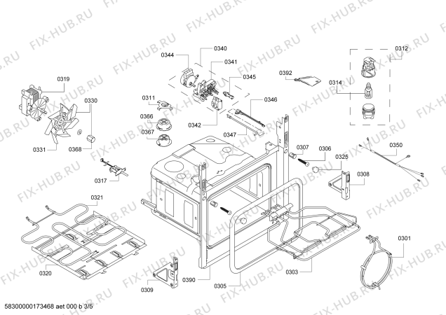 Взрыв-схема плиты (духовки) Siemens HB64BC550F H.SE.PY.C3D.IN.CARRO.S5a.X.E3_COT/ - Схема узла 03