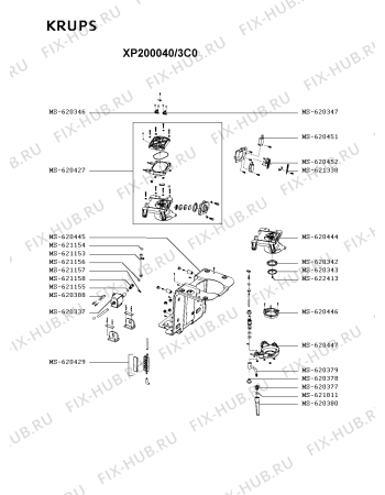 Взрыв-схема кофеварки (кофемашины) Krups XP200040/3C0 - Схема узла KP002943.2P3