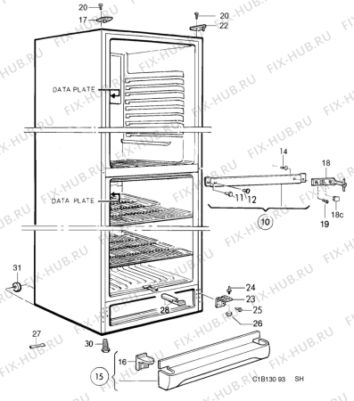 Взрыв-схема холодильника Husqvarna Electrolux GME385KF - Схема узла C10 Cabinet