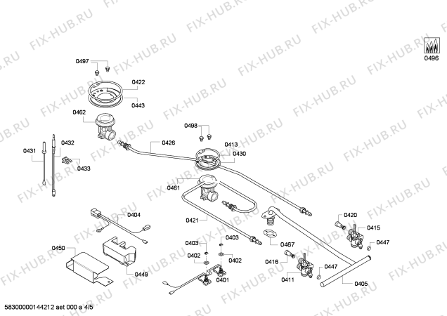 Схема №3 PRC3260W PRC3260W/01: PRA326B90W/01 (1 Wok) + PRB326B90W/01 (2 Gas) y с изображением Шланг для духового шкафа Bosch 00438893