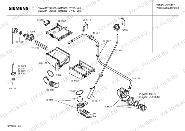 Схема №1 WM53661BY SIWAMAT XL536 с изображением Таблица программ для стиралки Siemens 00523837