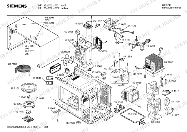 Схема №1 HF12540 с изображением Корпус для микроволновой печи Siemens 00287157