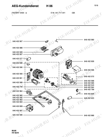 Взрыв-схема посудомоечной машины Aeg FAV3420W GB - Схема узла Electrical equipment