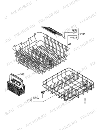 Взрыв-схема посудомоечной машины Juno JSV4360 - Схема узла Baskets, tubes 061