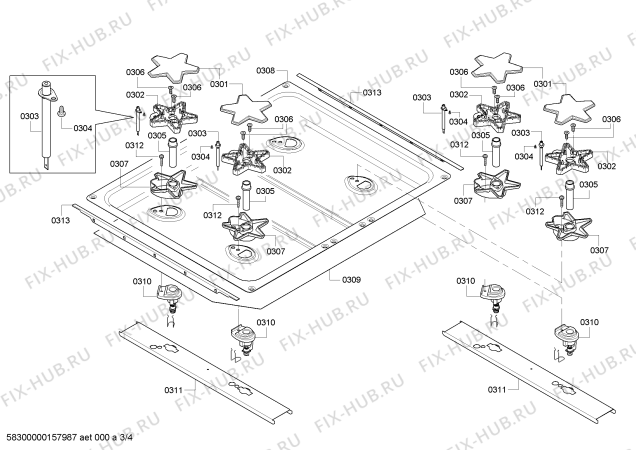 Схема №2 PCG304G с изображением Коллектор для духового шкафа Bosch 00683743