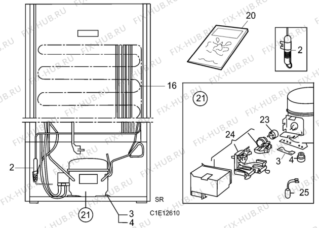 Взрыв-схема холодильника Electrolux EU2701C - Схема узла C10 Cold, users manual