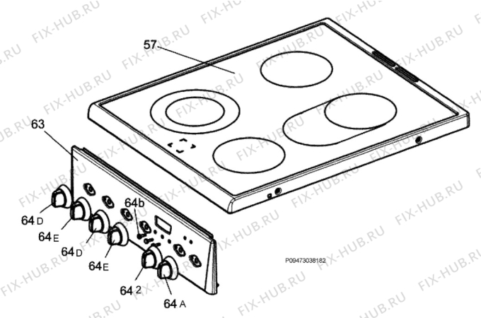 Взрыв-схема плиты (духовки) Electrolux EKC513501X - Схема узла Section 4