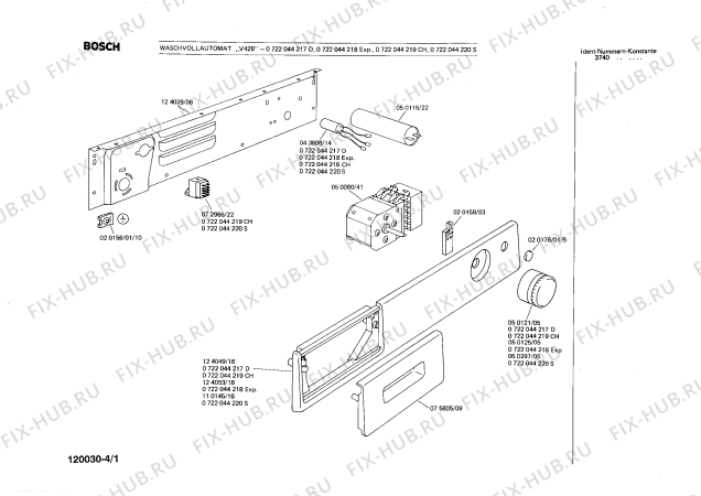 Схема №2 0722044218 V428 с изображением Панель для стиралки Bosch 00124053