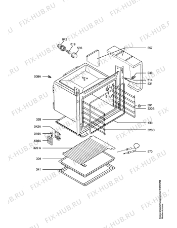 Взрыв-схема плиты (духовки) Aeg Electrolux E88315-4-A  NORDIC - Схема узла Oven