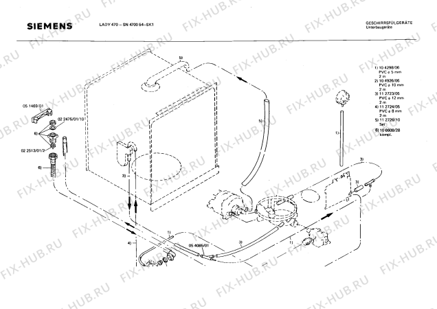 Взрыв-схема посудомоечной машины Siemens SN470054 - Схема узла 03