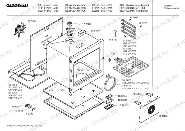 Взрыв-схема плиты (духовки) Gaggenau EE215224 - Схема узла 02