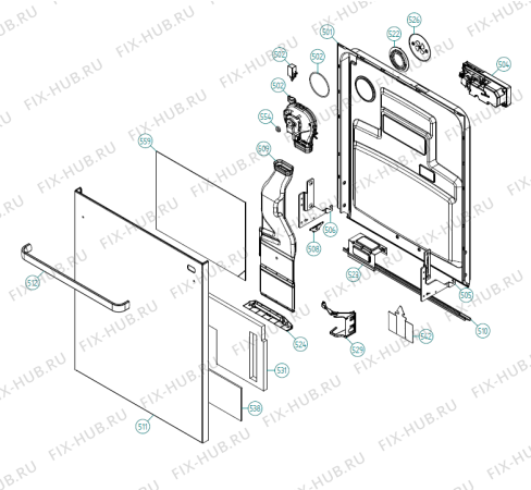 Взрыв-схема посудомоечной машины Asko D5654 XXL EU   -Stainless #8035654121 (339729, DW90.2) - Схема узла 05