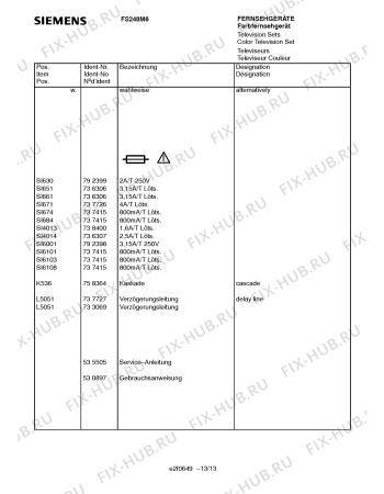 Схема №6 FS248M6 с изображением Инструкция по эксплуатации для жк-телевизора Siemens 00530897