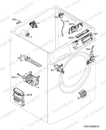 Взрыв-схема стиральной машины Rex Electrolux RWW1674W - Схема узла Electrical equipment 268