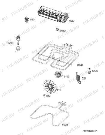 Взрыв-схема плиты (духовки) Faure FOB462N - Схема узла Electrical equipment