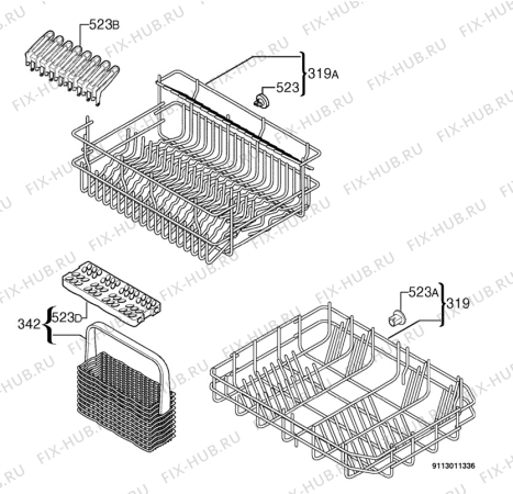 Взрыв-схема посудомоечной машины Zanussi DE4944 - Схема узла Basket 160