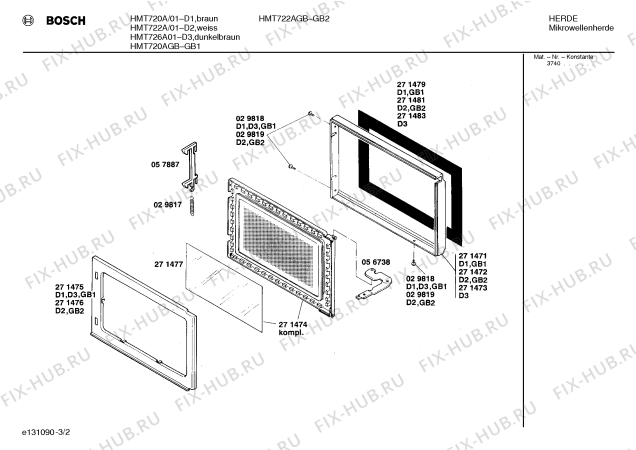 Взрыв-схема микроволновой печи Bosch HMT720A - Схема узла 02