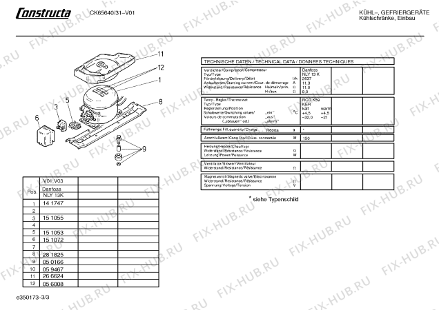 Взрыв-схема холодильника Constructa CK65640 - Схема узла 03