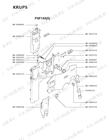 Взрыв-схема кофеварки (кофемашины) Krups FNF143(0) - Схема узла 3P001886.7P3