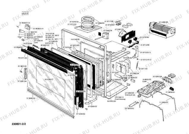 Взрыв-схема плиты (духовки) Siemens HB6170 - Схема узла 02