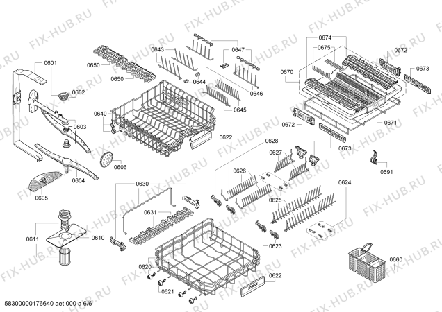 Взрыв-схема посудомоечной машины Bosch SMV86S00DE Exclusiv, Made in Germany - Схема узла 06