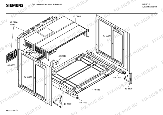 Взрыв-схема плиты (духовки) Siemens HB334550S - Схема узла 05