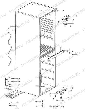 Взрыв-схема холодильника Zanussi QT195 - Схема узла C10 Cabinet