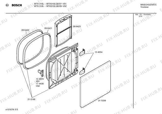 Схема №1 WTA310LGB WTA310L с изображением Внешняя дверь для сушилки Bosch 00215339