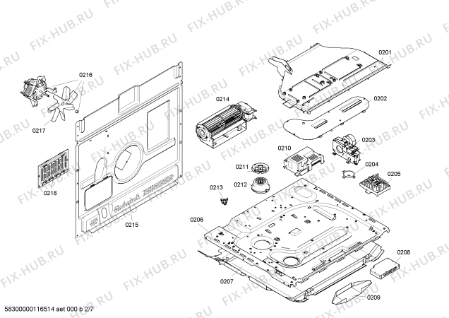 Взрыв-схема плиты (духовки) Bosch HLN654020 - Схема узла 02