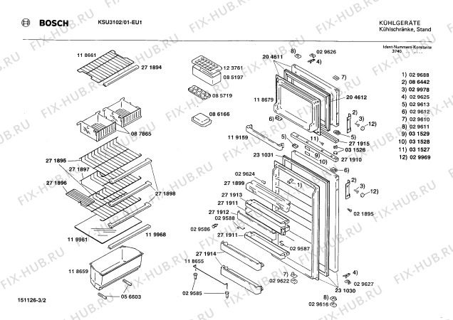 Схема №1 KSU31010 с изображением Контейнер для холодильника Bosch 00086151