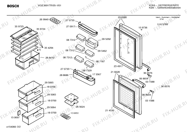 Схема №1 KGE3690 с изображением Дверь для холодильника Bosch 00236280