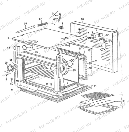 Взрыв-схема плиты (духовки) Moffat EM20W1 - Схема узла Oven