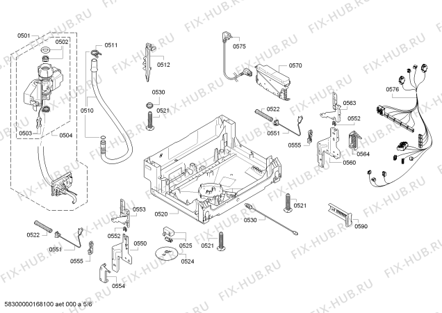 Взрыв-схема посудомоечной машины Bosch SMI58N85EU ActiveWater Eco - Схема узла 05