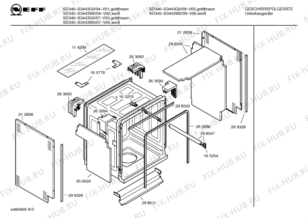 Взрыв-схема посудомоечной машины Neff S3443W0 SD345 - Схема узла 03