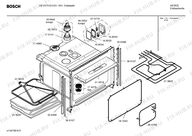 Взрыв-схема плиты (духовки) Bosch HEV5751EU - Схема узла 03