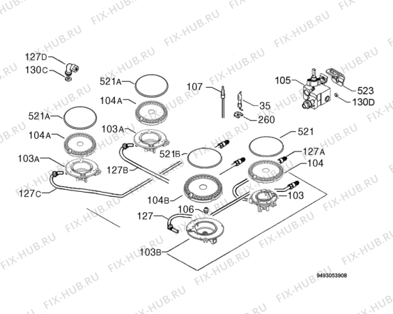 Взрыв-схема плиты (духовки) Ikea LHGA4K 30156009 - Схема узла Functional parts