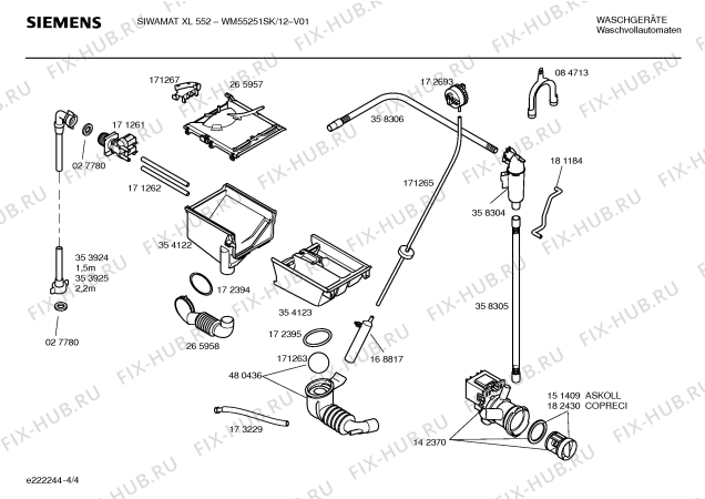Схема №3 WM55251SK SIWAMAT XL 552 с изображением Инструкция по установке и эксплуатации для стиралки Siemens 00587648