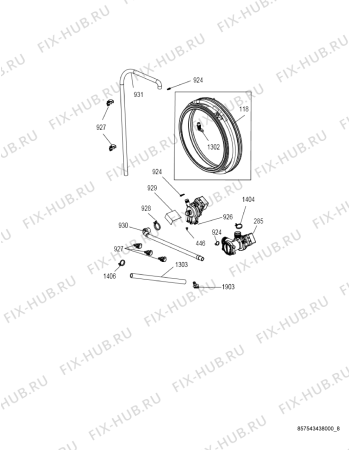 Схема №3 AWZ9614F с изображением Ручка (крючок) люка для стиралки Whirlpool 482000020920