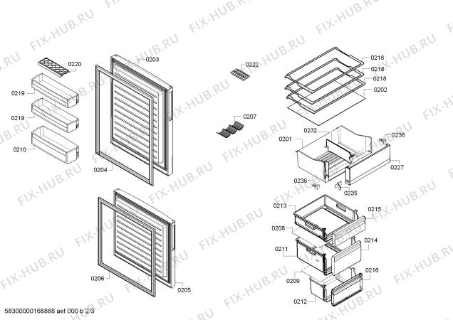 Схема №2 VVC36V00S с изображением Поднос для холодильника Bosch 00744196