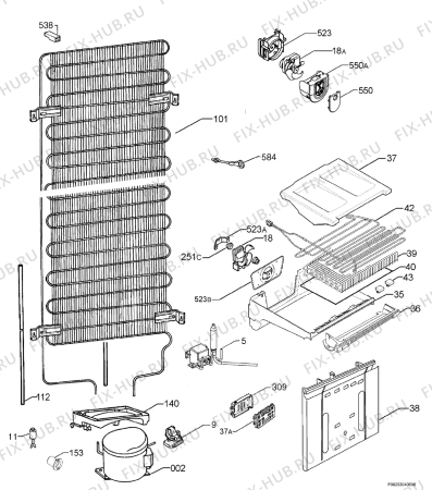 Взрыв-схема холодильника Electrolux ENA38637X - Схема узла Cooling system 017