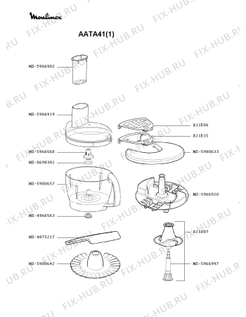 Взрыв-схема кухонного комбайна Moulinex AATA41(1) - Схема узла AP000361.0P2