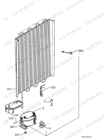 Взрыв-схема холодильника Privileg 00770189_41756 - Схема узла Cooling system 017