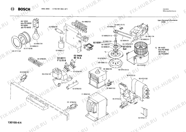 Взрыв-схема микроволновой печи Bosch 0750491050 HMG3000 - Схема узла 04