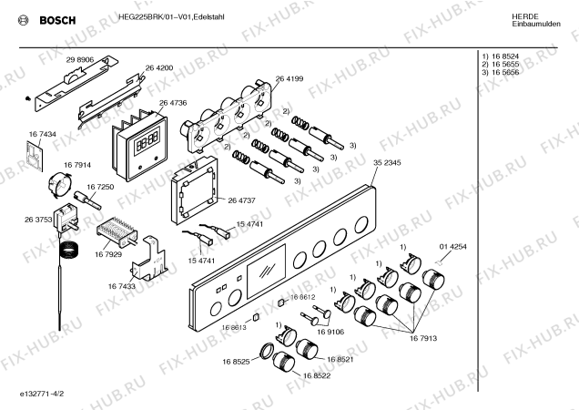 Схема №3 HEG225BRK с изображением Панель управления для плиты (духовки) Bosch 00352345