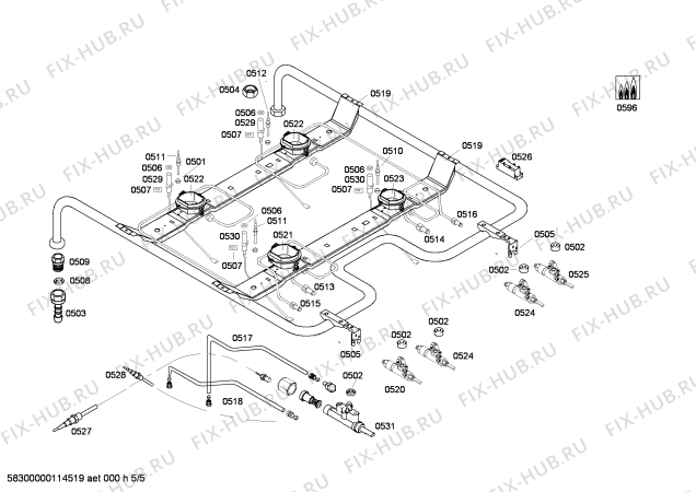 Взрыв-схема плиты (духовки) Bosch HSG223020E - Схема узла 05