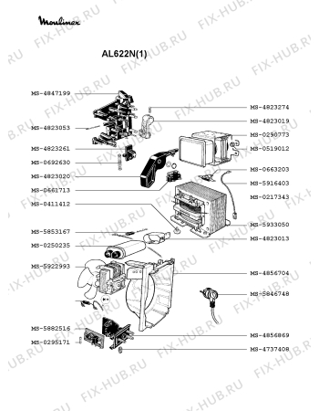 Взрыв-схема микроволновой печи Moulinex AL622N(1) - Схема узла 8P002348.0P3